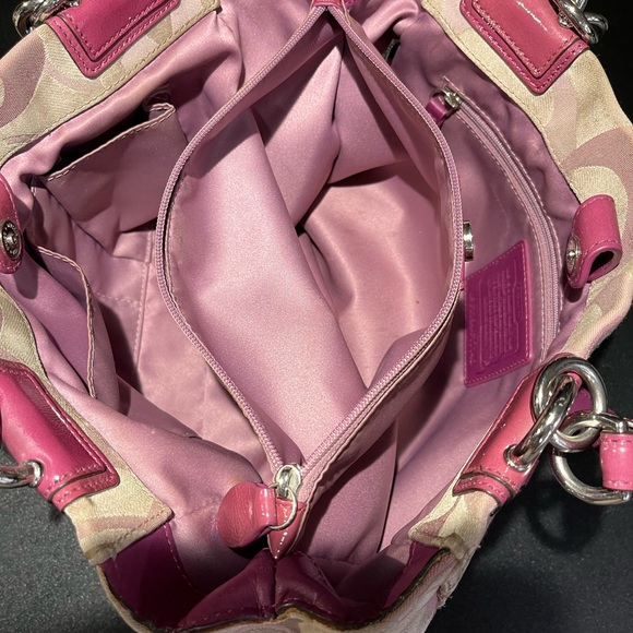 Coach Berry Satchel Tote Bag C Logo Purple Patent Leather - Picture 8 of 11